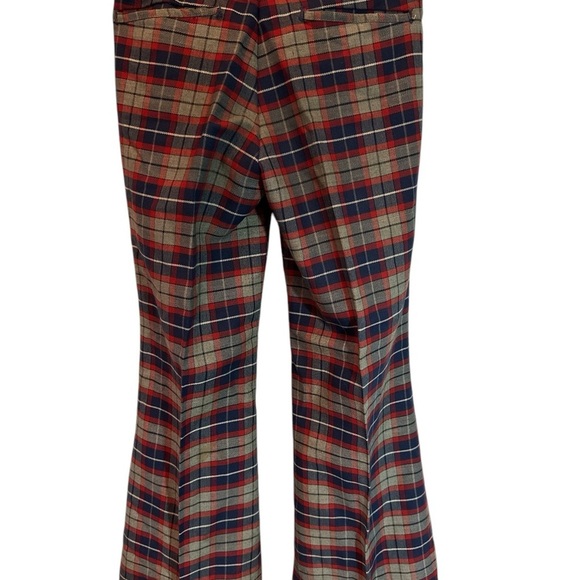 Men's 70's Vintage Sears Put on Shop Flare Bell bottom Leg Red/Blue Plaid Sz 28 - Picture 2 of 6